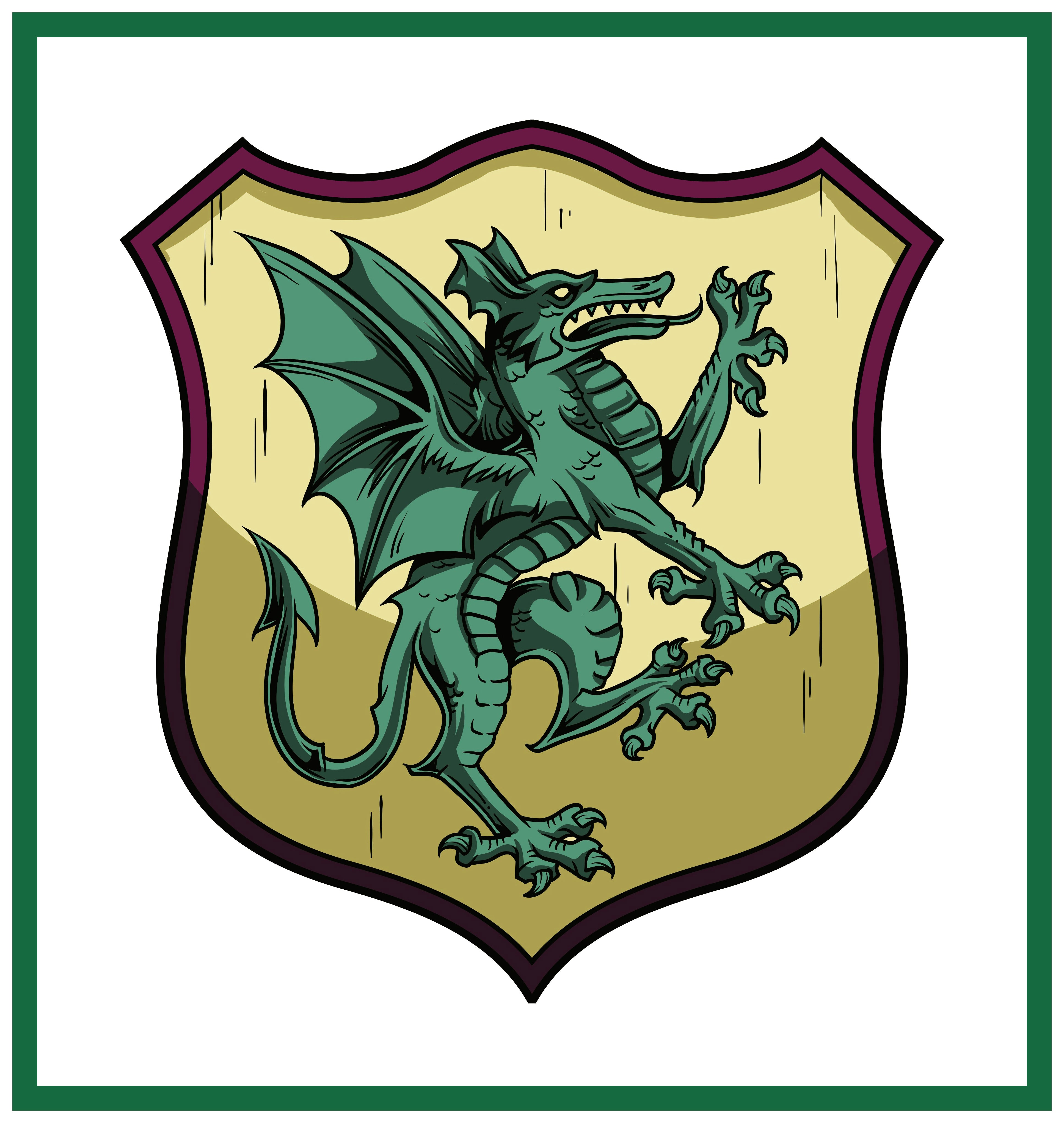 Dragon Crest Coat of Arms inspired by a Medieval Tapestry Counted Cros