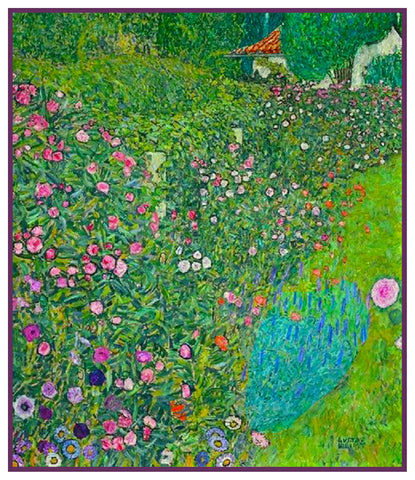 Art Nouveau Gustav Klimt The Italian Garden Counted Cross Stitch Pattern