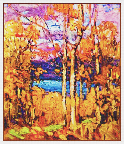 Tom Thomson's October Autumn Algonquin Ontario Canada Landscape Counted Cross Stitch Pattern DIGITAL DOWNLOAD