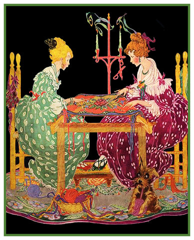 Stitching With A Friend Magazine Cover by Alice Bolam Preston Counted Cross Stitch Pattern