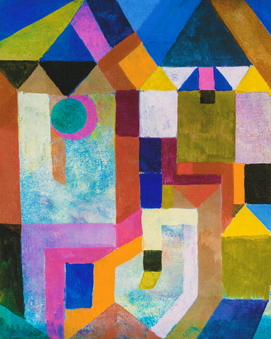 Paul Klee Colorful Architecture Abstract Counted Cross Stitch Pattern