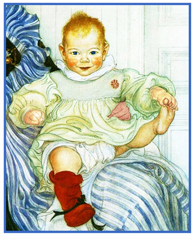 Esbjorn as a Baby inspired Swedish Carl Larsson Counted Cross Stitch Pattern