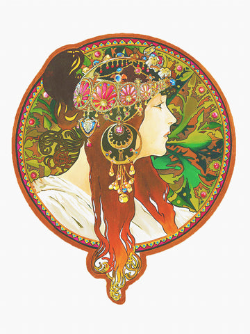 Byzantine Brunette by Alphonse Mucha Counted Cross Stitch Pattern DIGITAL DOWNLOAD