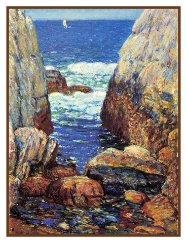 Sea and Surf Appledore Island Isle of Shoals by American Impressionist Painter Childe Hassam Counted Cross Stitch Pattern