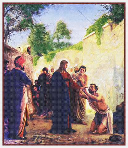 Jesus Christ Healing Blind Man by Carl Bloch Counted Cross Stitch Pattern DIGITAL DOWNLOAD