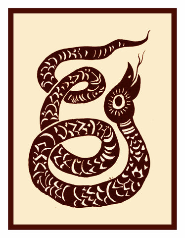 Russian Folk Art Snake by Issachar Ber Ryback's Counted Cross Stitch Pattern