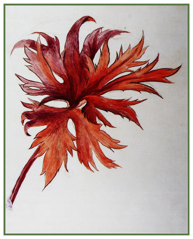 Study of an Orange and Purple Leaf Spray by John Ruskin Counted Cross Stitch Pattern