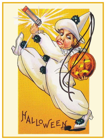 Vintage Halloween Jester with Pumpkin Counted Cross Stitch Pattern