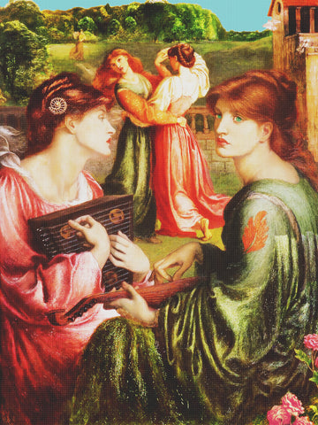 The Bower Meadow by Dante Gabriel Rossetti Counted Cross Stitch Pattern DIGITAL DOWNLOAD