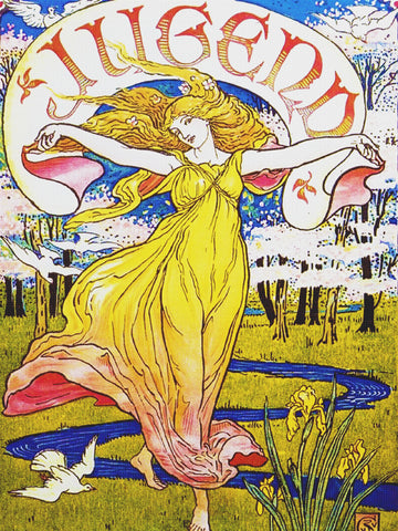 Spring Fairy Jugend Magazine Cover by Arts and Crafts Artist Walter Crane Counted Cross Stitch Pattern