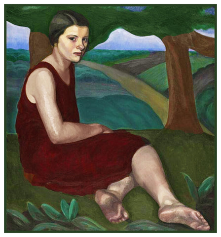 Girl On A Hill by Canadian Artist Prudence Heward Counted Cross Stitch Pattern