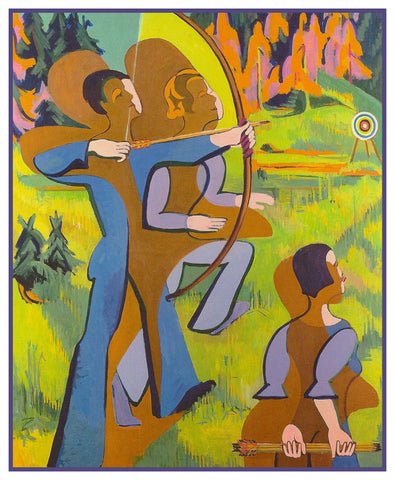 Archers by Ernst Ludwig Kirchner Counted Cross Stitch Pattern