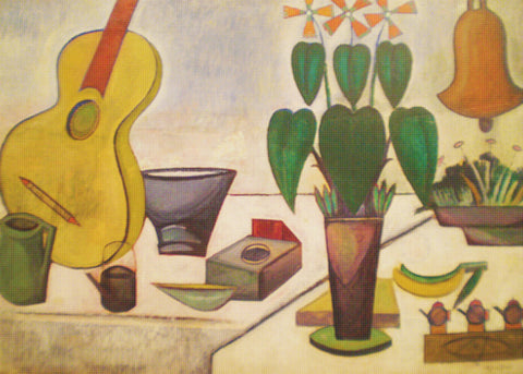 Still Life with Guitar by Amadeo de Souza-Cardoso Counted Cross Stitch Pattern
