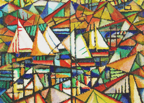 Sailboats in Harbor by Amadeo de Souza-Cardoso Counted Cross Stitch Pattern