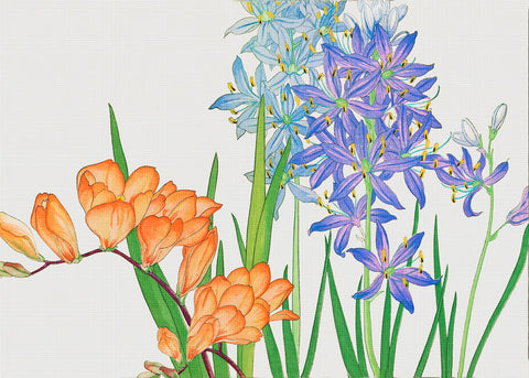 Tanigami Konan Asian Aquilegia Flowers Counted Cross Stitch Pattern