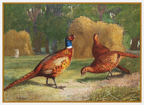 Archibald Thorburn Pheasants Feeding Bird Counted Cross Stitch Pattern