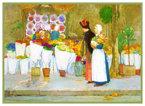 At the Florist by American Impressionist Painter Childe Hassam Counted Cross Stitch Pattern
