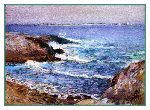Cannon Beach Oregon by American Impressionist Painter Childe Hassam Counted Cross Stitch Pattern
