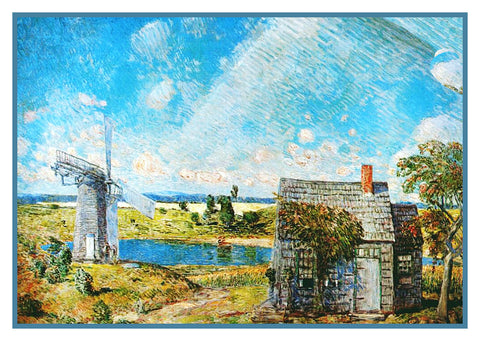 A Long Island Landscape by American Impressionist Painter Childe Hassam Counted Cross Stitch Pattern