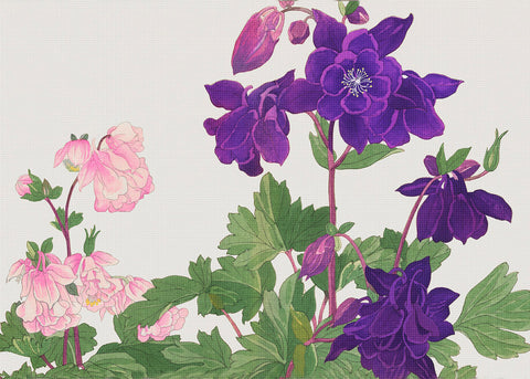 Tanigami Konan Asian Columbine Flowers Counted Cross Stitch Pattern