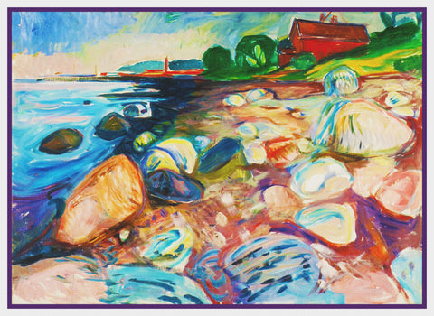 The Sea Shore Landscape by Symbolist Artist Edvard Munch Counted Cross Stitch Pattern DIGITAL DOWNLOAD
