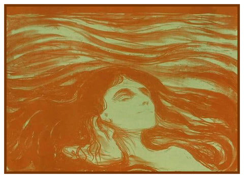 Woman on the Wave of Love by Symbolist Artist Edvard Munch Counted Cross Stitch Pattern