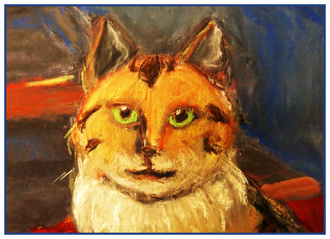 A Calico Kitty Cat by Expressionist Artist Franz Marc Counted Cross Stitch Pattern