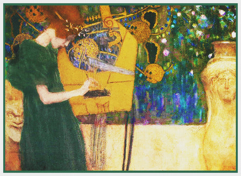 Symbolist Gustav Klimt Musik Counted Cross Stitch Pattern DIGITAL DOWNLOAD