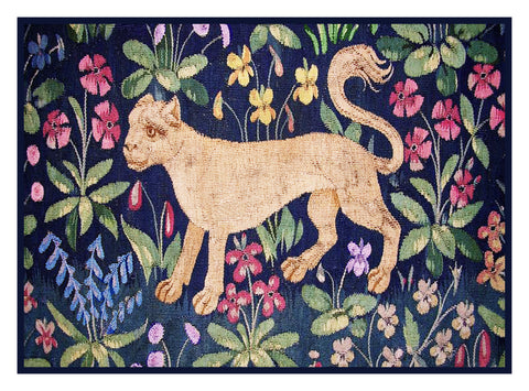 Cougar Detail from the Lady and The Unicorn Tapestries Counted Cross Stitch Pattern