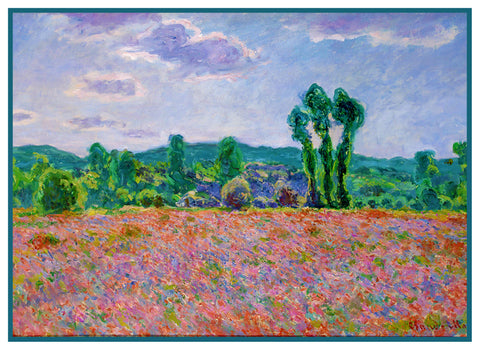 Field of Poppies inspired by Claude Monet's impressionist painting Counted Cross Stitch Pattern