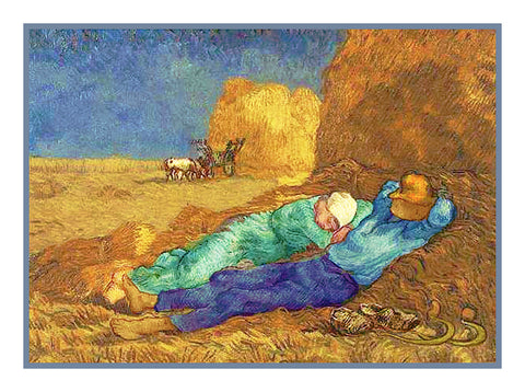 Noon Rest from Work inspired by Impressionist Vincent Van Gogh's Painting Counted Cross Stitch Pattern
