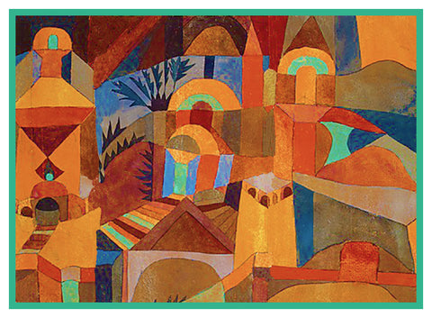 Temple Gardens by Expressionist Artist Paul Klee Counted Cross Stitch Pattern
