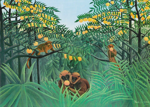 Monkeys in an Orange Grove by Henri Rousseau Counted Cross Stitch Pattern