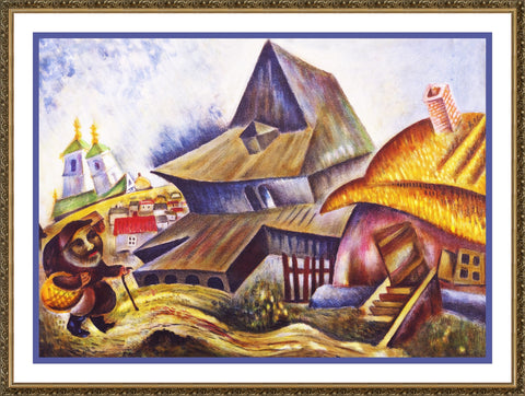 My Village by Russian Artist  Issachar Ber Ryback's Counted Cross Stitch Pattern