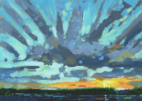 Canadian Group of Seven Tom Thomson's Sunrise on Algonquin Canada Landscape Counted Cross Stitch Pattern