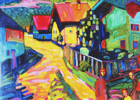 Murnau Street With Woman by Artist Wassily Kandinsky Counted Cross Stitch Pattern