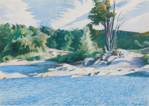 White River at Sharon by American Edward Hopper Counted Cross Stitch Pattern
