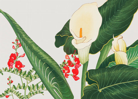 Tanigami Konan Asian Calla Lily Flowers Counted Cross Stitch Pattern