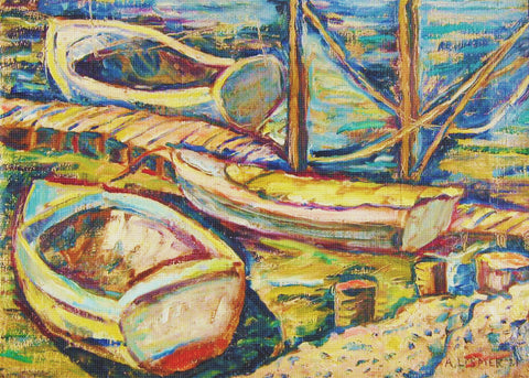 Canadian Group of Seven Arthur Lismer Moored Dingies Counted Cross Stitch Pattern
