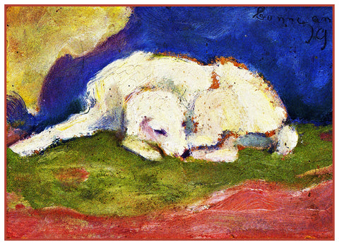 Russ The Dog Sleeping by Expressionist Artist Franz Marc Counted Cross Stitch Pattern