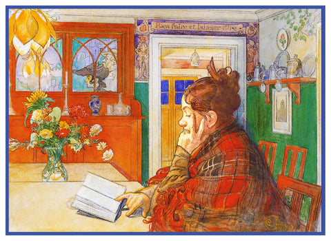 Swedish Artist Carl Larsson's Karin Reading Counted Cross Stitch Chart Pattern