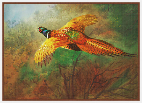 Archibald Thorburn Pheasant in Flight Bird Counted Cross Stitch Pattern