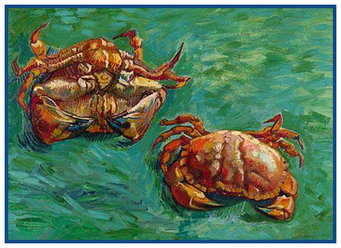 Two Sea Crabs Detail by Vincent Van Gogh Counted Cross Stitch Pattern DIGITAL DOWNLOAD