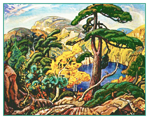Arthur Lismer Bright Land Pine Tree Canada Landscape Counted Cross Stitch Pattern