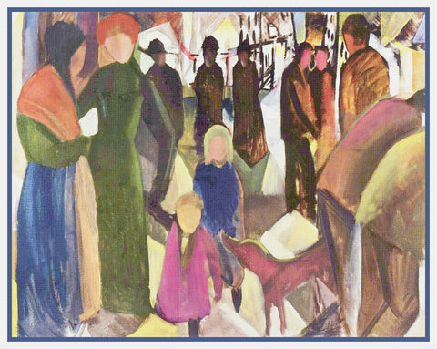 The Farewell by Expressionist Artist August Macke Counted Cross Stitch Pattern