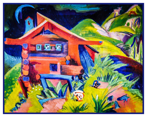 Red House in the Alps by Ernst Ludwig Kirchner Counted Cross Stitch Pattern