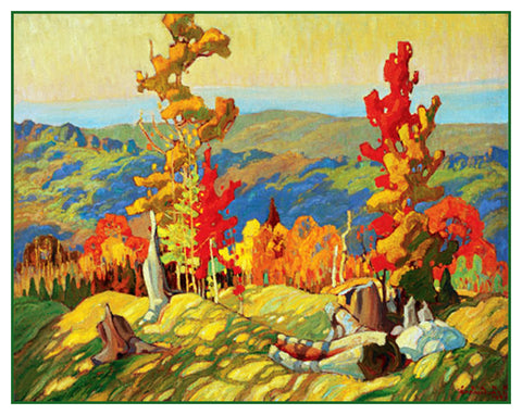 Franklin Carmichael's Autumn in the Northland Canada Landscape Counted Cross Stitch Pattern