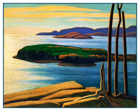 Lawren Harris's Afternoon Sun Lake Superior Ontario Canada Landscape Counted Cross Stitch Pattern