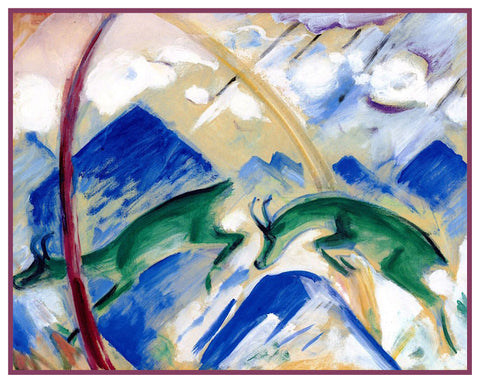 Goats in the Mountains by Expressionist Artist Franz Marc Counted Cross Stitch Pattern DIGITAL DOWNLOAD