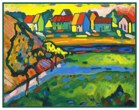 A Bavarian City by Artist Wassily Kandinsky Counted Cross Stitch Pattern